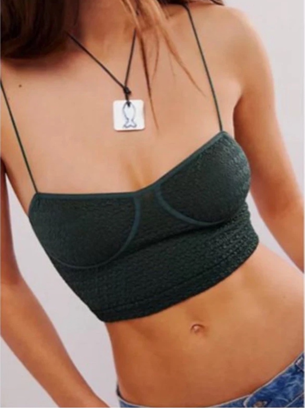 Free People Meet You There Brami Pine Needle Green M/L NWOT